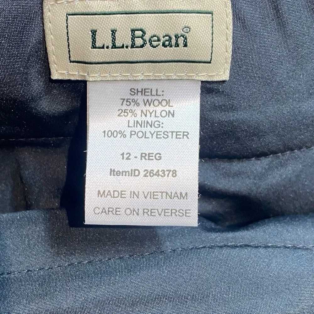 L.L.Bean Women's Wool Blend Plaid A-Line Skirt Gray Black Size 12 Regular - Picture 2 of 8